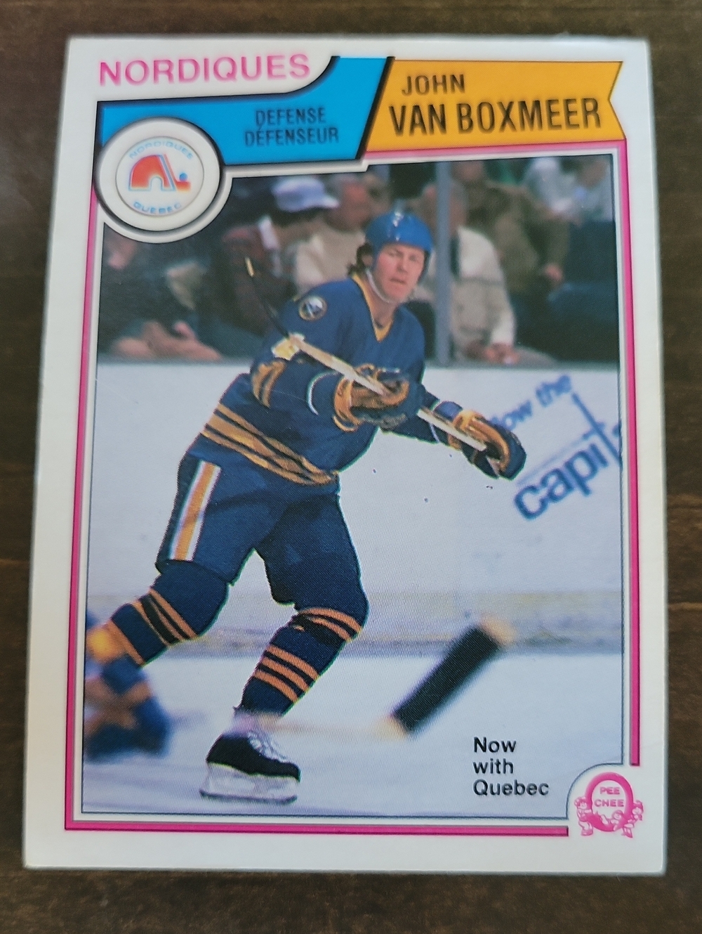 1983/84 OPC John Van Boxmeer Nordiques Hockey Card - Blue & Yellow